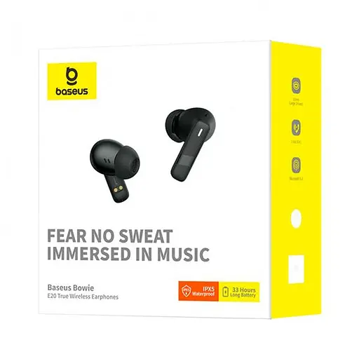 Бездротові навушники Baseus Bowie E20 True Wireless Earphones, IPX5, BT5.3, ENC, 35mAh, 500mAh, 8h, Black A00069700113-00 - фото 8