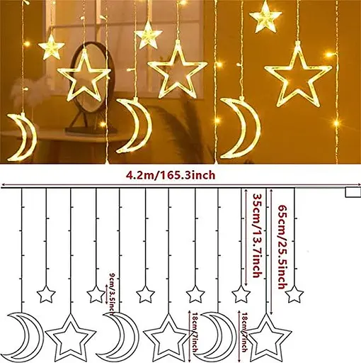 Светодиодная LED гирлянда RGB MULTICOLOR Shengruili 4,2 метра звезда и луна - фото 7