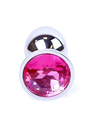 Металлическая анальная пробка с кристаллом Boss Jewellery 7х2.7 см (фуксия) - фото 3
