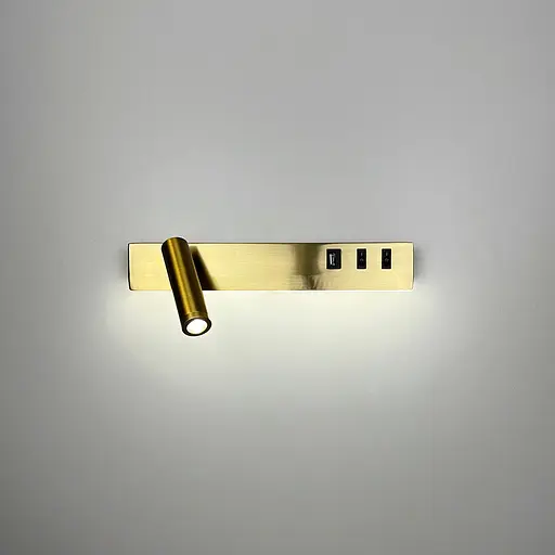 Латунне бра Line F з поворотним спотом зліва + розʼєм USB Арт. WJ 028/2 R AB (правий) - фото 1