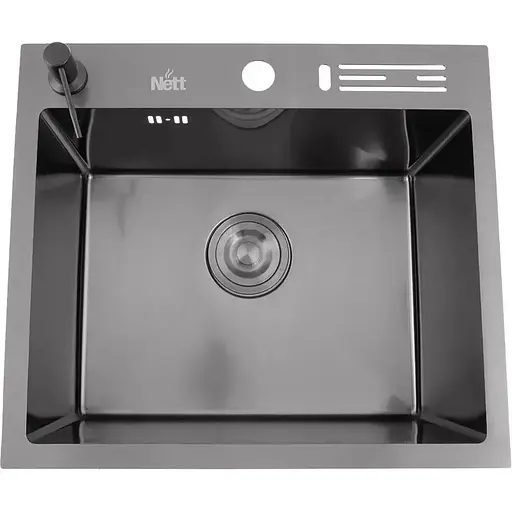 Чорна кухонна мийка Nett NВ-5245 45 см накладна з нержавійки