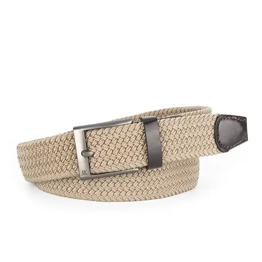 Ремень-резинка мужской JK-35007 (110 см) бежевый плетеный - фото 1