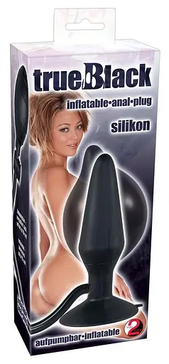 Анальная пробка True Black Inflatable Anal Plug 15 см (черный) - фото 5