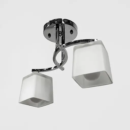 Стельовий хромований світильник на 2 білих плафони 35х9 см | Арт. 91173/2B CH | Line F - фото 3