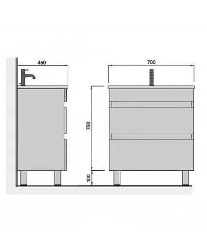 Тумба Мойдодир MoonShine 70 с умывальником Cosmo 70 напольная Белый - фото 7
