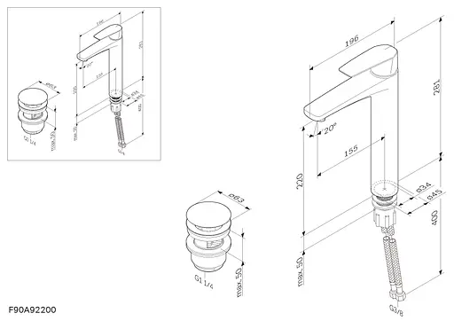 Змішувач для раковини з донним клапаном AM.PM Gem (F90E92200) - фото 8