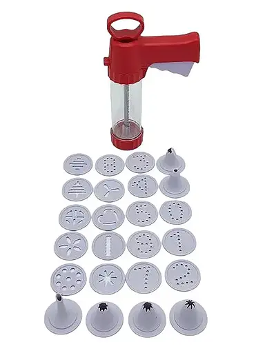 Дозатор шприц прес для печива кондитерський з нержавіючої сталі з 18 дисками та 6 насадками Червоний 88220 - фото 6