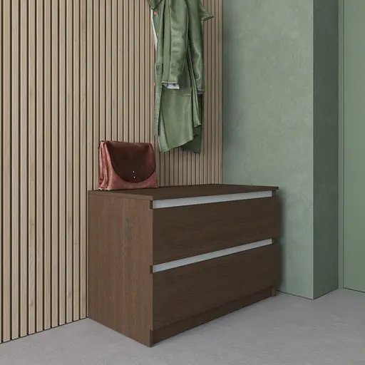 Комод Vays R-19 Венге Темний-Білі планки, 2 шухляди без ручок, ЛДСП, 80×40×53 см - для передпокою, спальні, вітальні