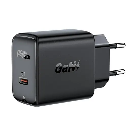Мережевий зарядний пристрій Acefast a21 30 W gan single usb-c charger black - фото 2