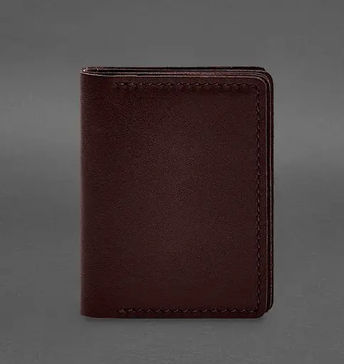 Кожаная обложка для водительского удостоверения, ID и пластиковых карт 2.1 бордовая - фото 1