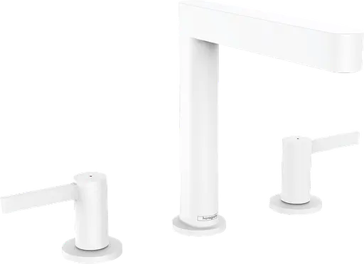 Смеситель для умывальника Hansgrohe Finoris 160 на 3 отверстия с донным клапаном Push-Open белый матовый 76034700 Белый матовый - фото 1