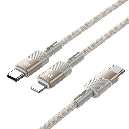 Дата кабель Hoco U139 Type-C to Lightning/Type-C 100W (1.2m) Gold - фото 2