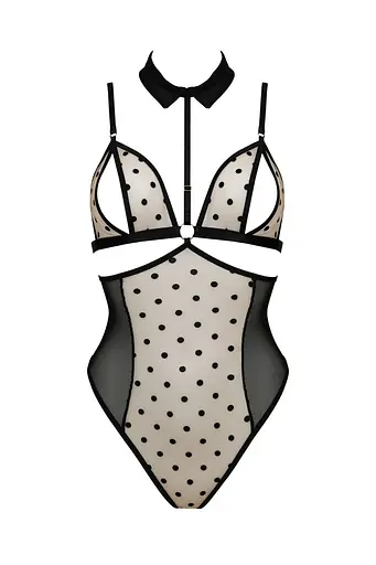 Боди с открытой грудью Passion DOMINICA Body XXL/XXXL beige воротник-чокер корсет - фото 3