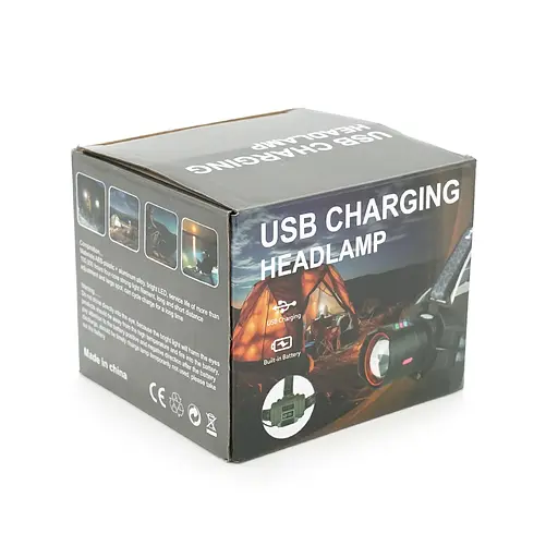 Налобний ліхтарик BP-8099TG, Zoom, 1 режим, корпус метал, водостійкий, живлення від АКБ 18650, індикація заряду, Type-C кабель, BOX - фото 2