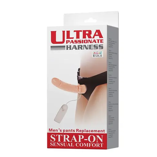 Страпон с вибрацией Baile Ultra Passionate Harness, 20 см (телесный) - фото 8