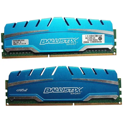 Оперативна пам'ять Crucial Ballistix Sport 8GB (2x4GB) DDR3 1600Mhz PC3-12800 BLS4G3D169DS3.16FER2 Б/В