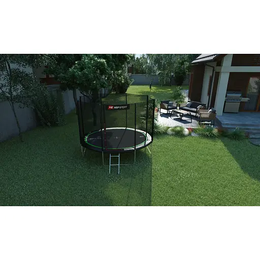 Батут Hop-Sport 12ft (366см) чорно-зелений з зовнішньою сіткою - фото 3
