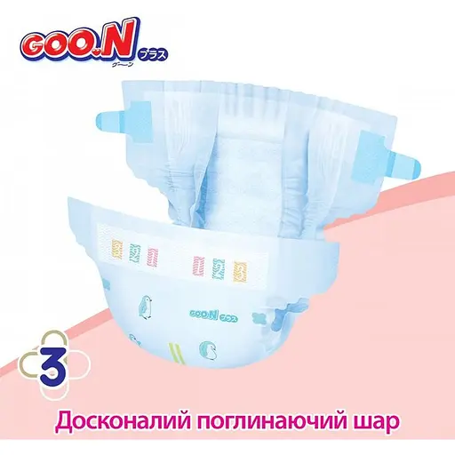 Упаковка подгузников Goo.N Plus NB (0-5 кг) 152 шт. (76 шт. х 2 шт.) - фото 8