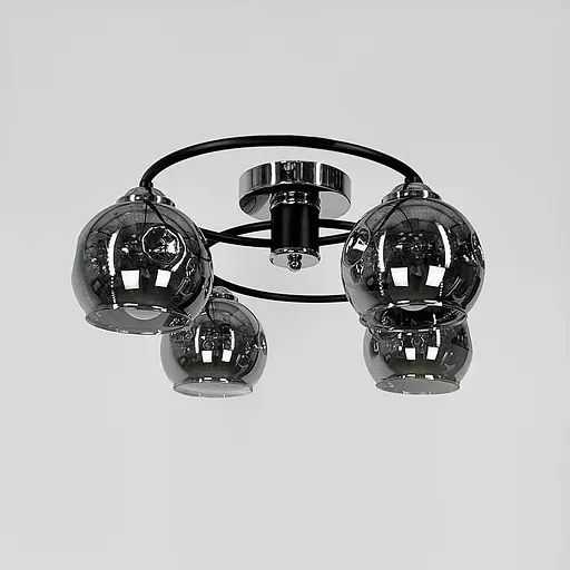Стельова чорна люстра-орбіта на 4 графітових плафони 45х32 см | Арт. 7060/4 CH+BK+GR | Line F - фото 5