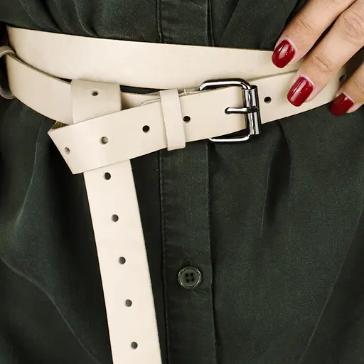 Ремінь жіночий шкіряний у два обороти SF-2501 молочний (180-230 см) - фото 8