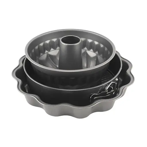 Набір форм деко для випічки з антипригарним покриттям з трьох предметів: кекс, торт, пиріг, A-plus Чорний 84125 - фото 2