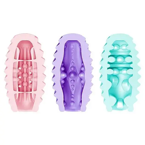 Яйце-мастурбатор текстуроване двостороннє силікон чоловічий аксесуар компактний рожевий - фото 9