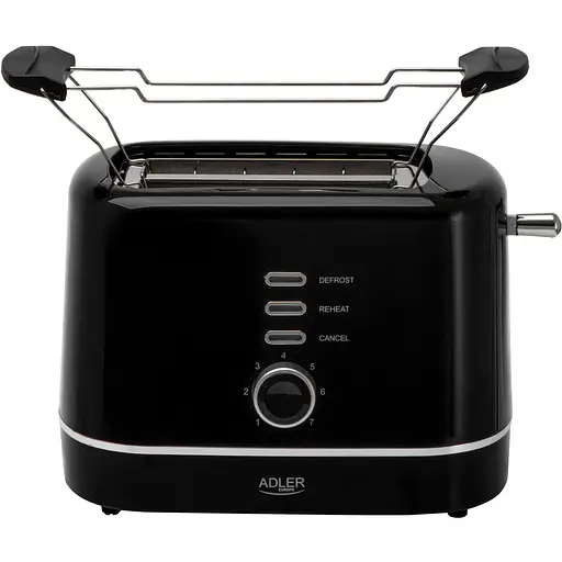 Тостер Adler AD 3224 black 850Вт/ 2 відділення/7 режимів підсмажування/розморожування/підігрів булок - фото 1