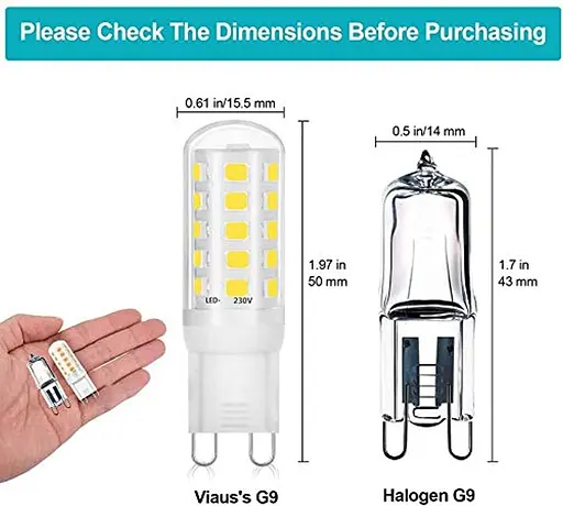 Светодиодные лампы Viaus G9 с регулировкой яркости, 3 Вт, дневной белый свет, эквивалент галогенным лампам 28–40 Вт, 3 Вт, G9 40 - фото 3
