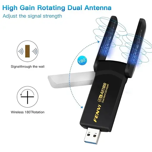 Бездротовий USB Wi-Fi адаптер Fenvi FU-AX1800, 2.4 / 5 GHz Mu-MIMO чорний (18838) - фото 4