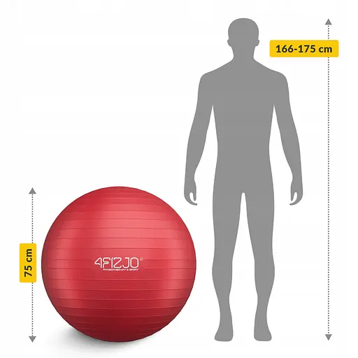 М'яч для фітнесу (фітбол) 4FIZJO 75 см Anti-Burst Red (P-5907739316356) - фото 9