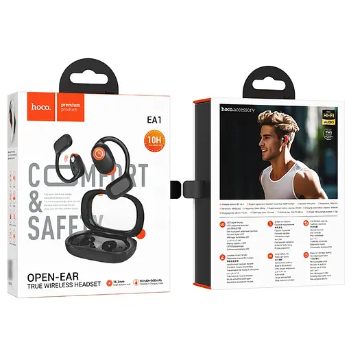 Навушники бездротові Hoco TWS EA1 відкриті чорний - фото 6
