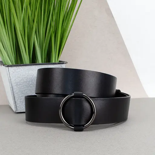 Ремень женский кожаный черный HC-3471 (130 см) под пиджак и пальто - фото 2