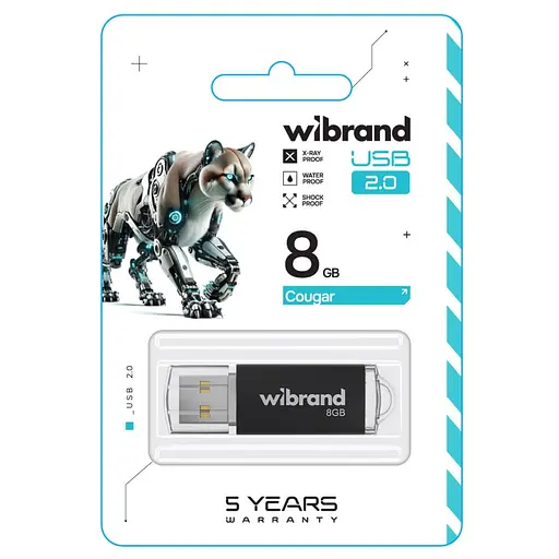 Flash Wibrand USB 2.0 Cougar 8Gb Black - фото 2