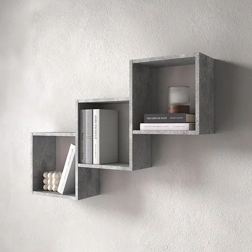 Полиця настінна Vays M-13 Бетон на 3 комірки ЛДСП 98x18x66 см для книг декору дому вітальні офісу