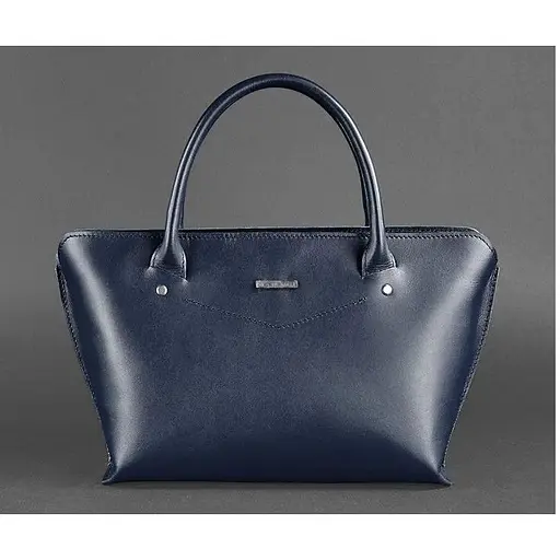 Жіноча шкіряна сумка Midi темно-синя - фото 1