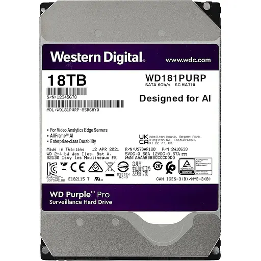 Жорсткий диск 3.5" Western Digital Purple Pro 18 TB SATA 512 MB (Western Digital181PURP) [141172] - фото 3