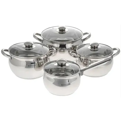 Універсальний набір каструль з кришками Bohmann BH-0508 4 каструлі з нержавіючої сталі - фото 1