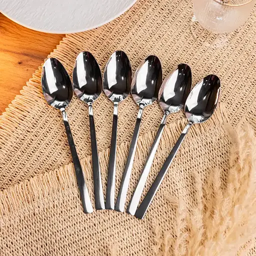 Набор столовых ложек Yiwu из нержавеющей стали, 6 штук, серебристый, 21 см, столовые приборы для сервировки стола HP-16978-16 - фото 1