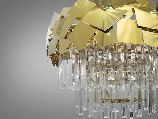 Богатая хрустальная люстра торт на 10 ламп, цвет-золото. - фото 3