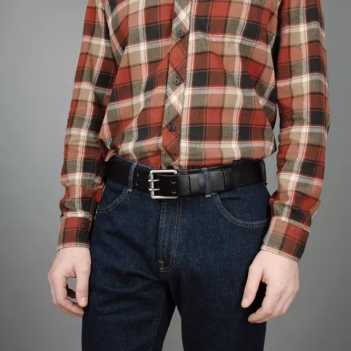 Ремінь чоловічий шкіряний чорний з двома язичками JK-4075 (125 см) - фото 9