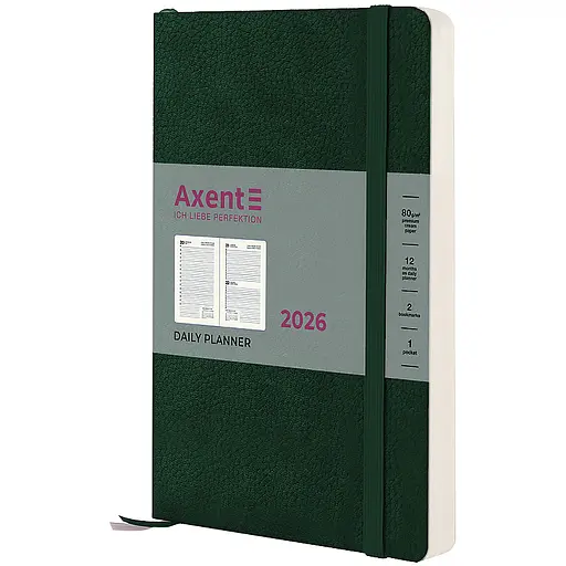 Дневник Axent 2026 Partner Soft Skin 145х210 мм темно-зеленый (8810-26-23-A)