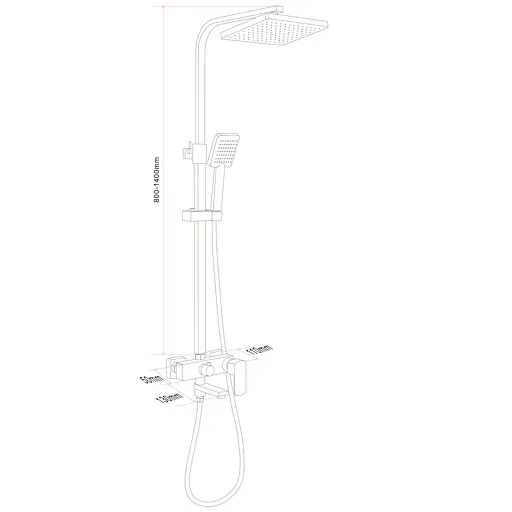 Душевая система Globus Lux ALFA GLAL-1007 смеситель с поворотным изливом для ванной комнаты латунь - фото 2