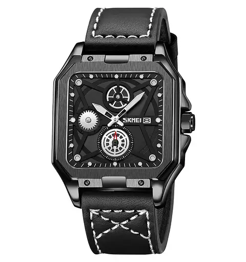 Часы мужские наручные классические Skmei 9330 (Черный с черным)