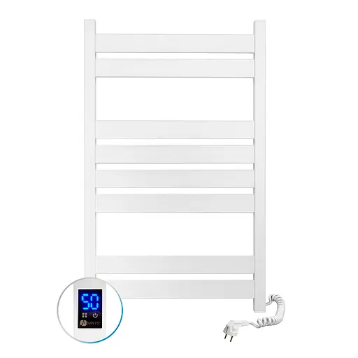 Электрический полотенцесушитель Navin Largo 500x800 Sensor правосторонний с таймером, белый бархат 12-844053-5080, Белый матовый, Правое, Электронный - фото 4