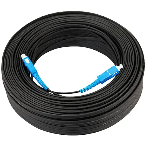 Патчкорд оптический наружный SC/UPC-SC/UPC, волокно G657a2, фигура 8 со стальными прутьями, оболочка PE, 200м.