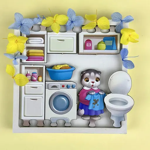 Деревяний пазл-вкладиш Котячий літній будинок (ПСД272) PSD272 - фото 8