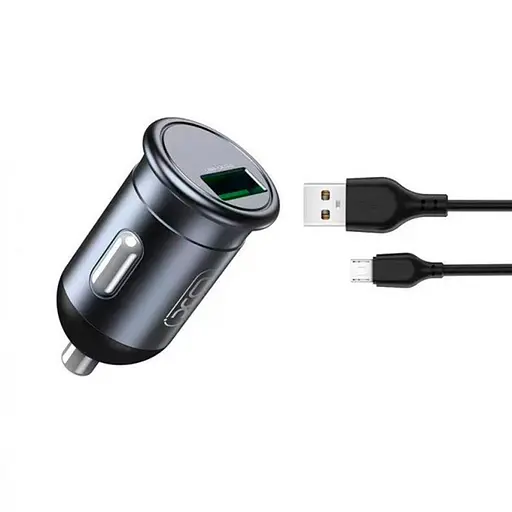 Автомобільний зарядний пристрій XO CC46 QC3.0 18W car charger with Micro cable Сірий - фото 1