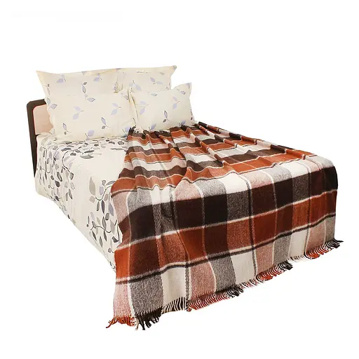 Плед вовняний Vladi Ельф 200х220 біло-терракот-коричневий 5 (1132) - фото 1