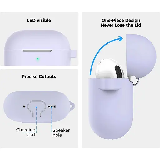 Чехол AhaStyle Colorful Silicone Case для AirPods 4 Lavender [133812] - фото 3