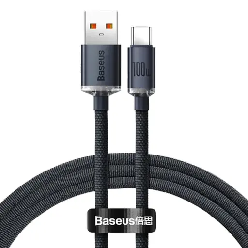 Кабель Baseus Crystal Shine USB 2.0 to Type-C 100W 1.2 м Черный (CAJY000401) - фото 1
